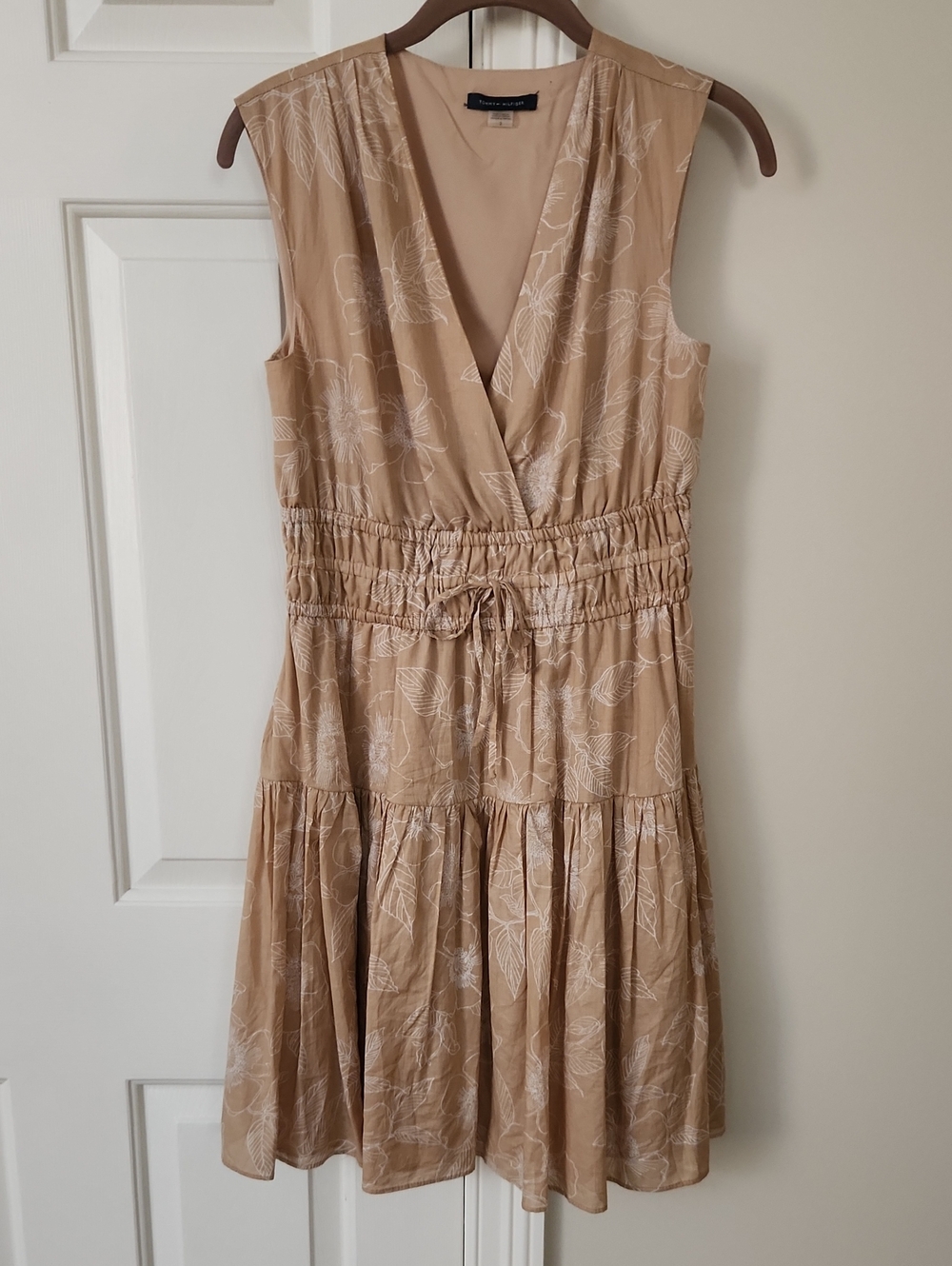 Tommy Hilfiger Beige Floral Surplice Mini Dress